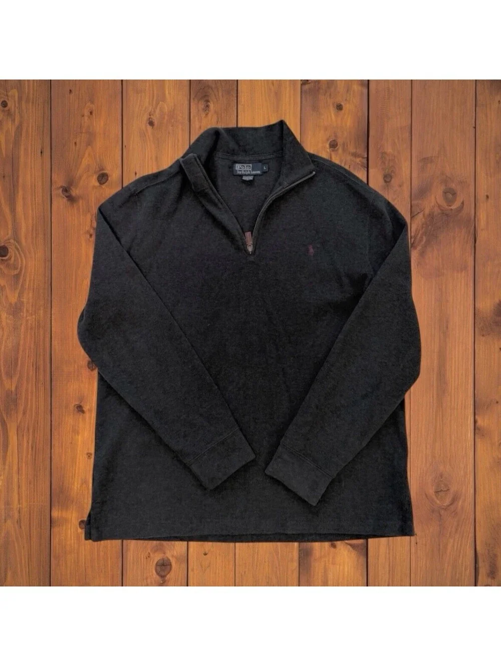 Vintage Polo Ralph Lauren Men’s Quarter Zip Pullover Charcoal Gray Size L Preppy